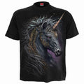 Spiral Unisex T-Shirt: Celtic Unicorn (Black) (Back Print)