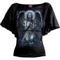 Spiral Ladies Latin Boatneck Top: Grieving Angel (Black)