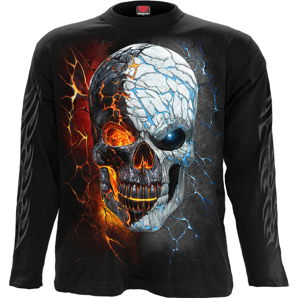 Spiral Unisex Long Sleeve T-Shirt: Divided Soul (Black) (Back & Sleeve Print)