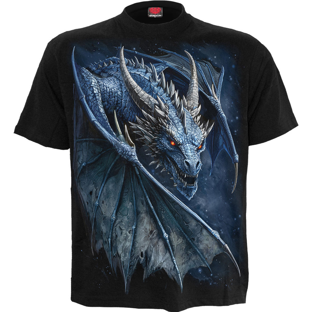 Spiral Unisex T-Shirt: Storm Dragon (Black) (Back Print)