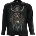 Spiral Unisex Long Sleeve T-Shirt: Viking Norseman (Black) (Back & Sleeve Print)