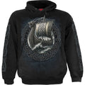 Spiral Unisex Pullover Hoodie: Viking Norseman (Black) (Back & Sleeve Print)