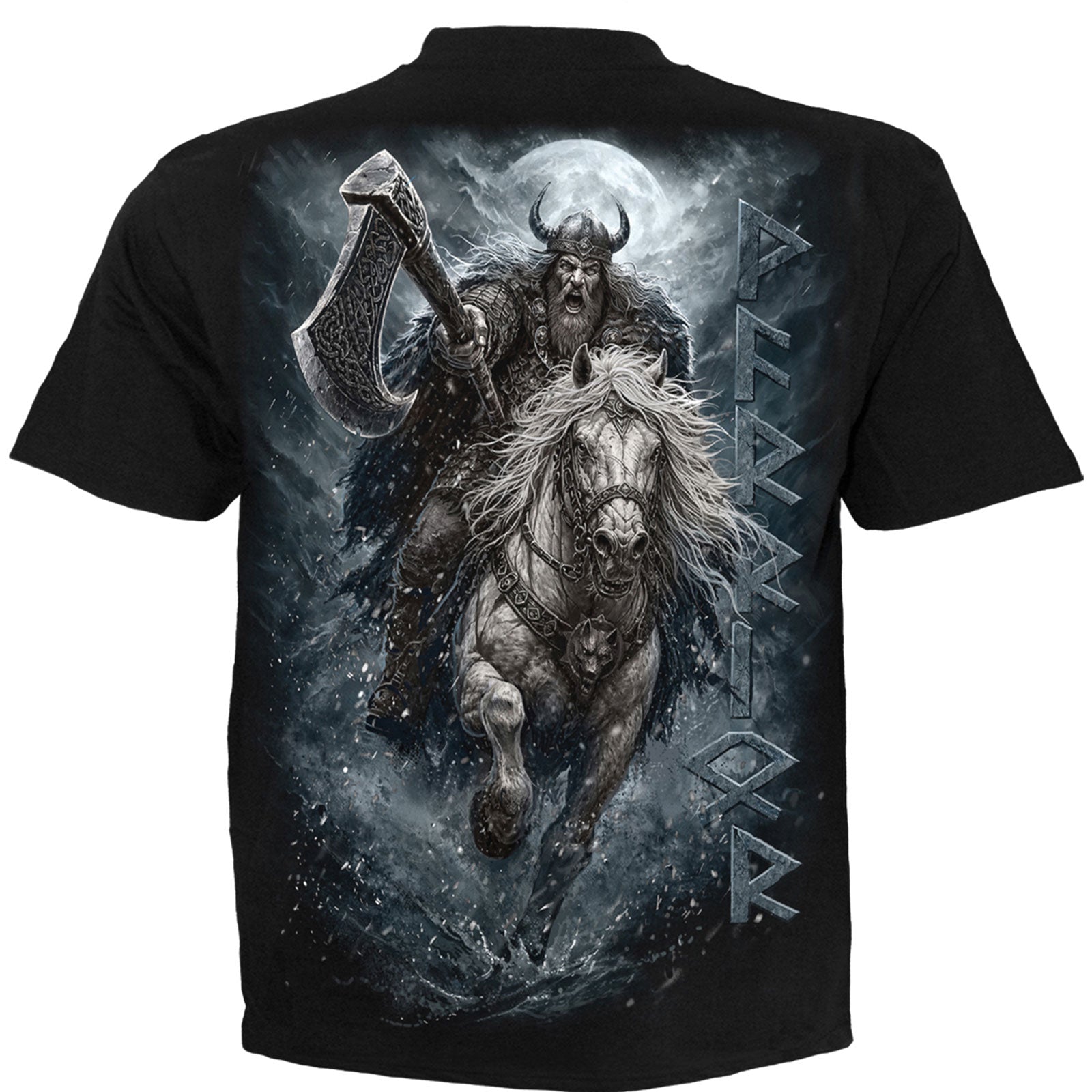 Spiral Unisex T-Shirt: Viking Rampage (Black) (Back Print)