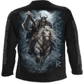 Spiral Unisex Long Sleeve T-Shirt: Viking Rampage (Black) (Back & Sleeve Print)