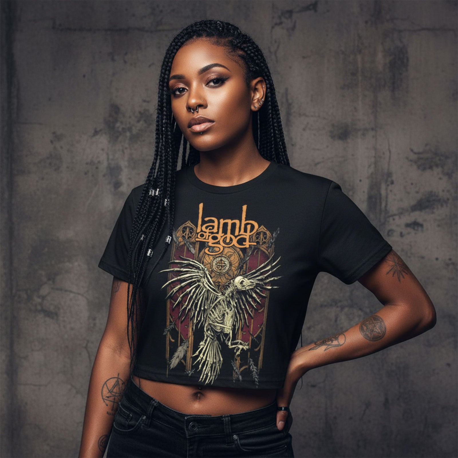 Lamb Of God Ladies Crop Top: Crow (Black)