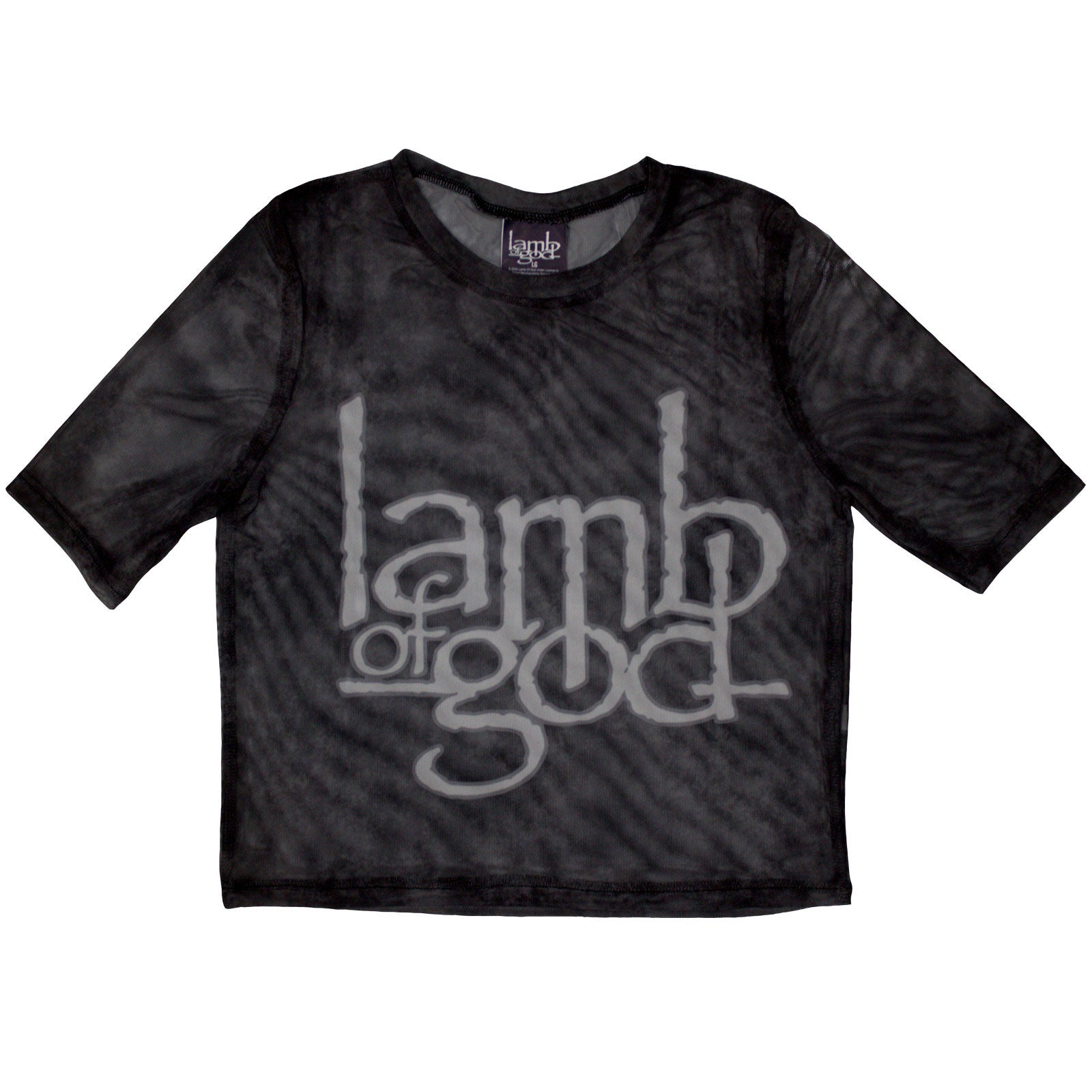 Lamb Of God Ladies Mesh Crop Top: Logo (Black)