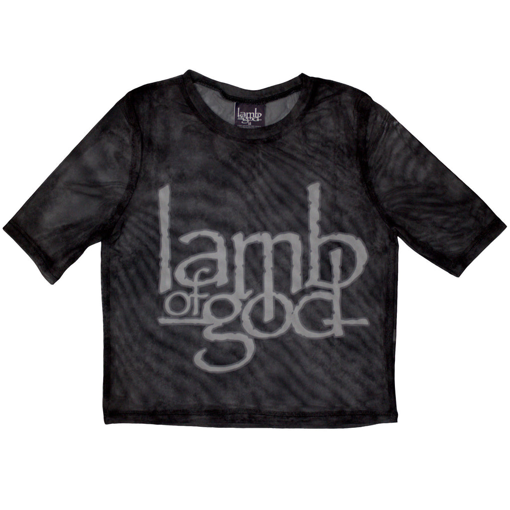 Lamb Of God Ladies Mesh Crop Top: Logo (Black)