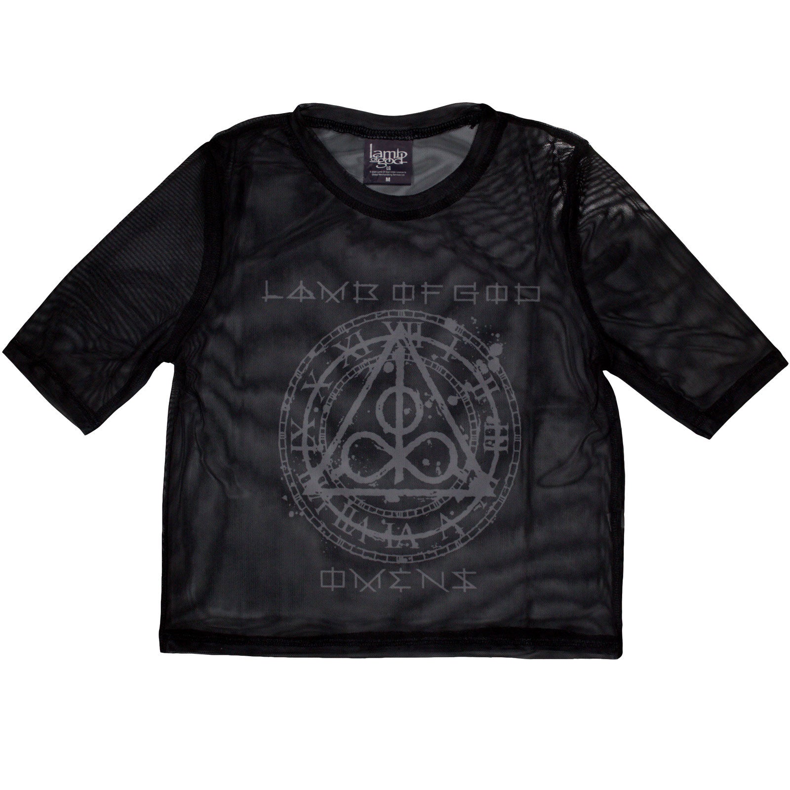 Lamb Of God Ladies Mesh Crop Top: Omens Clock (Black)