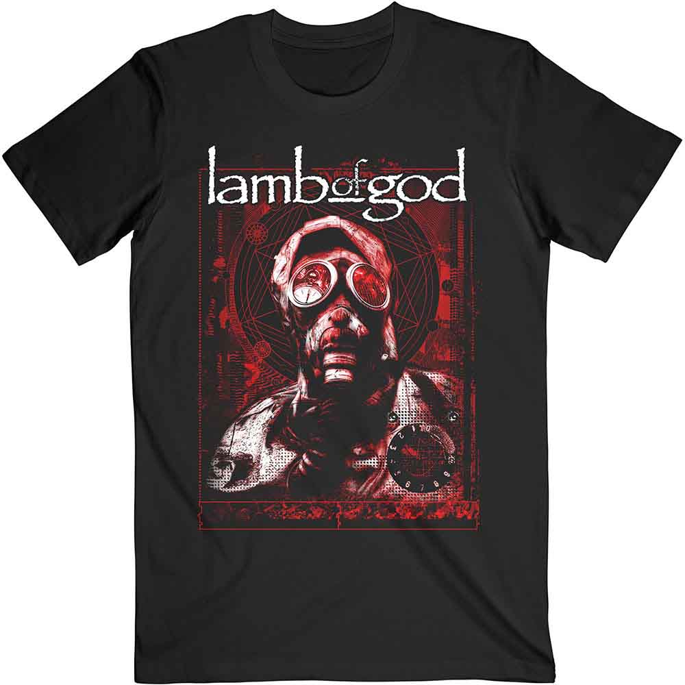 Lamb Of God Unisex T-Shirt: Gas Masks Waves (Black)