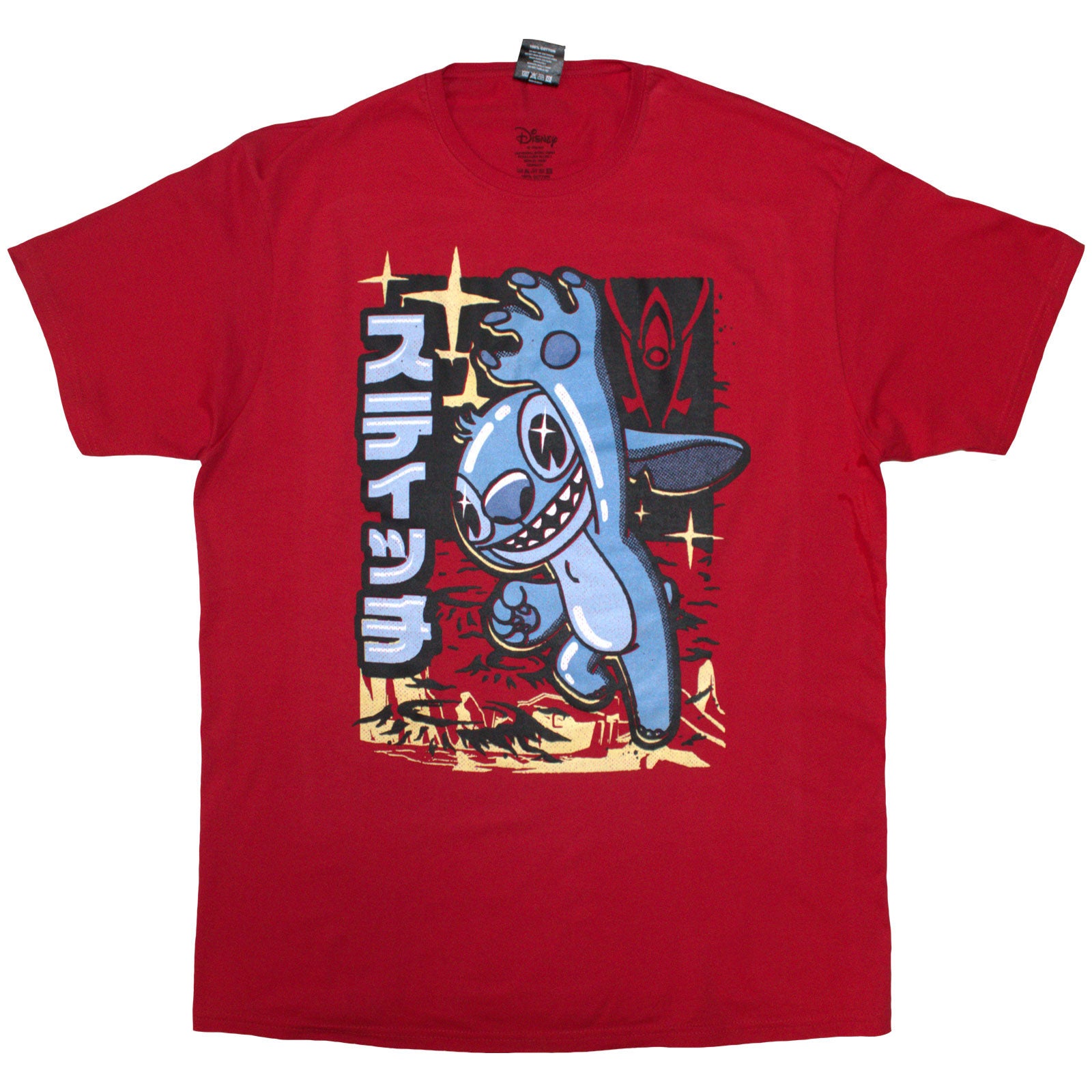 Disney Unisex T-Shirt: Lilo & Stitch Japanese Stitch (Red)