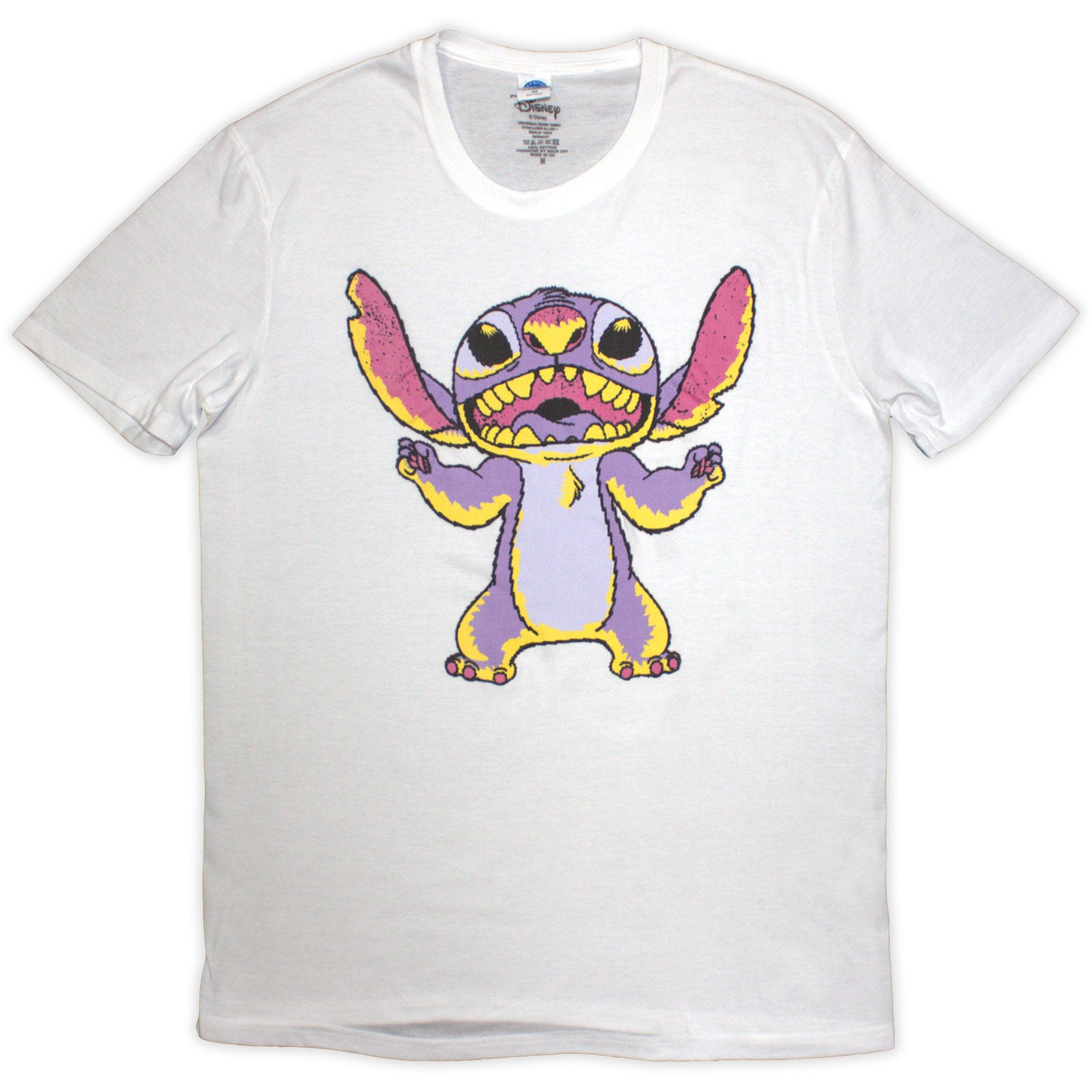Disney Unisex T-Shirt: Lilo & Stitch Purple Stitch (White)