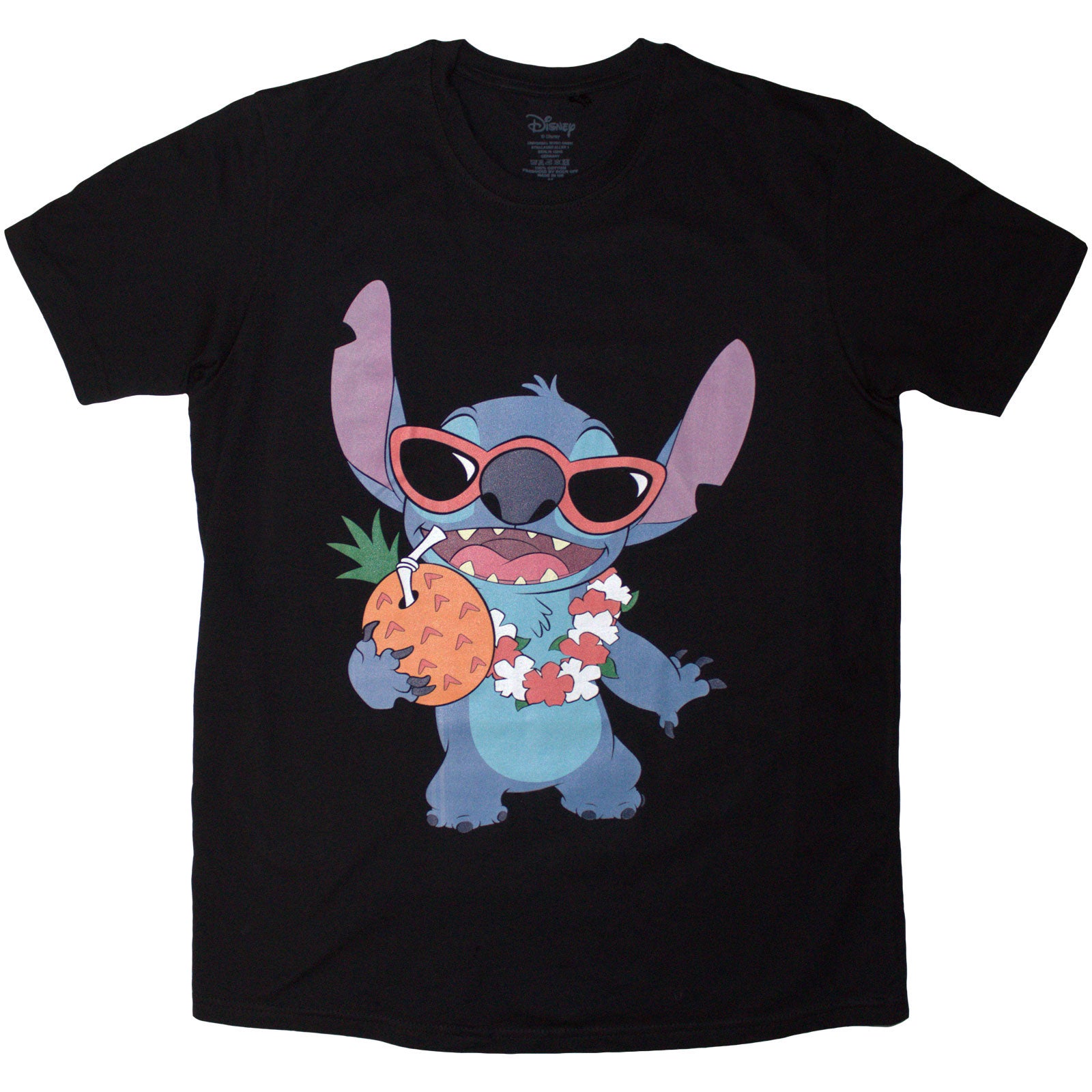 Disney Unisex T-Shirt: Lilo & Stitch Stitch Pineapple (Black)