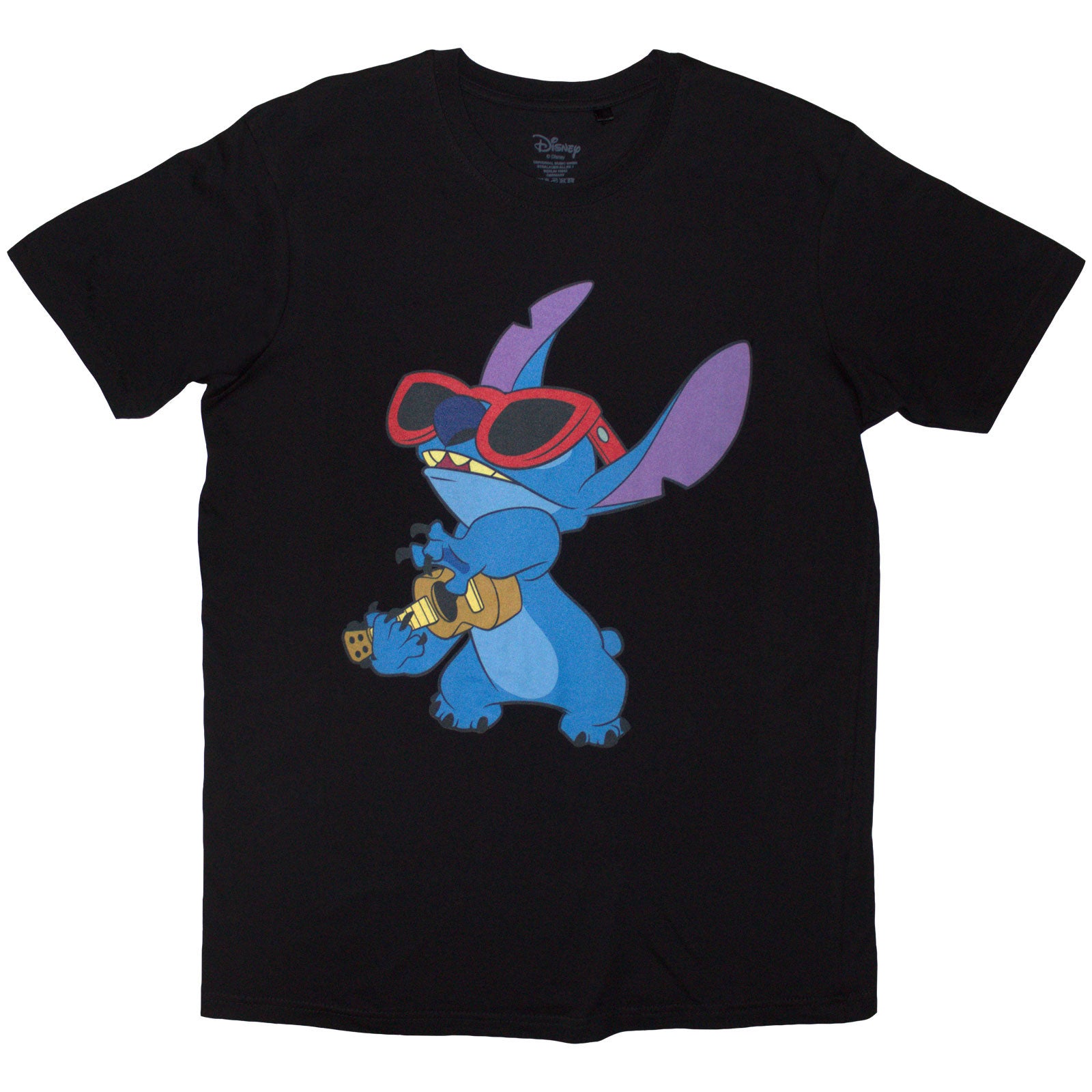 Disney Unisex T-Shirt: Lilo & Stitch Stitch Guitar (Black)