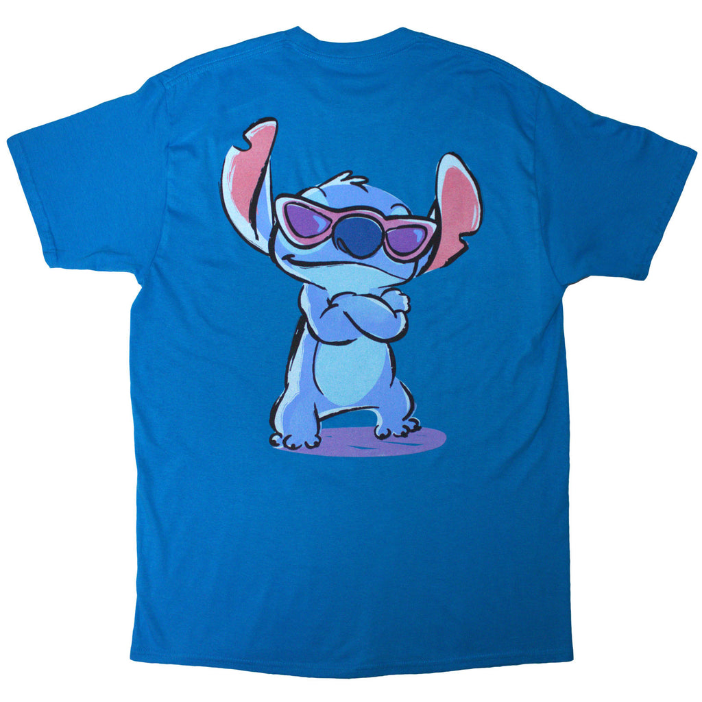 Disney Unisex T-Shirt: Stitch Ohana (Blue) (Back Print)