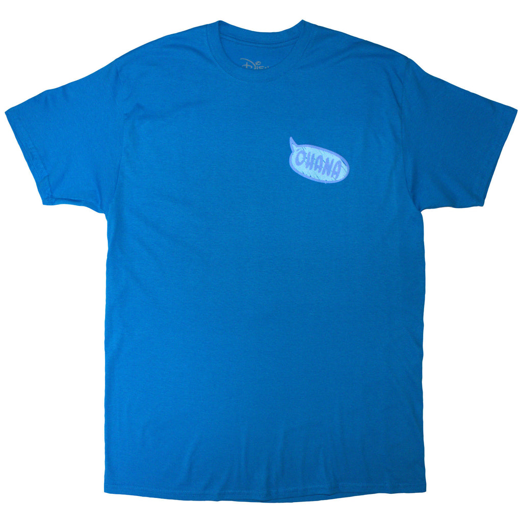 Disney Unisex T-Shirt: Stitch Ohana (Blue) (Back Print)