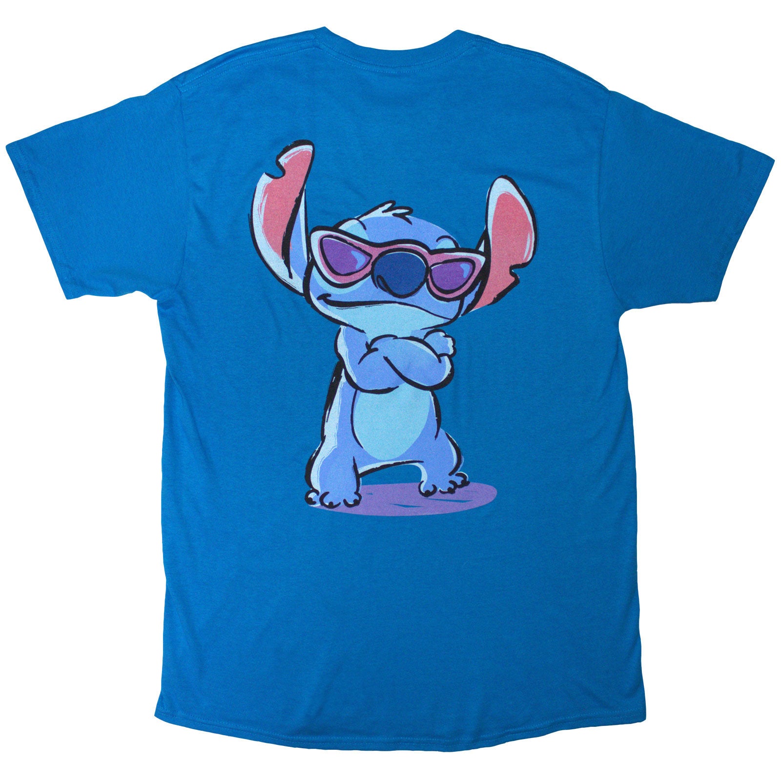 Disney Unisex T-Shirt: Stitch Logo (Blue) (Back Print)