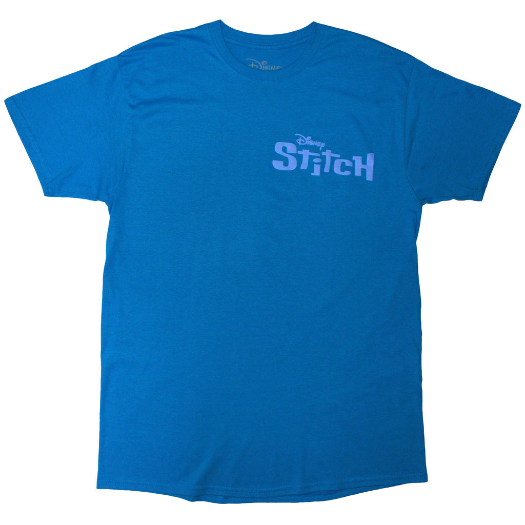 Disney Unisex T-Shirt: Stitch Logo (Blue) (Back Print)