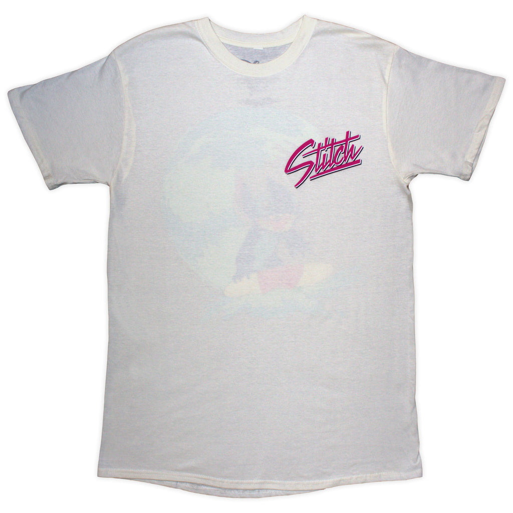 Disney Unisex T-Shirt: Stitch Surf (Natural) (Back Print)