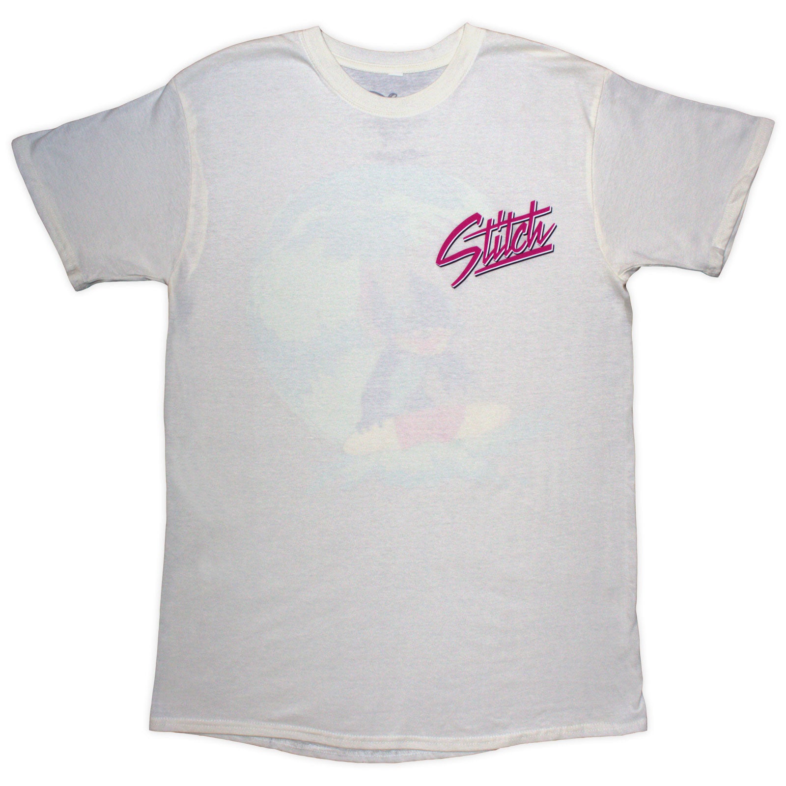 Disney Unisex T-Shirt: Stitch Surf (Natural) (Back Print)