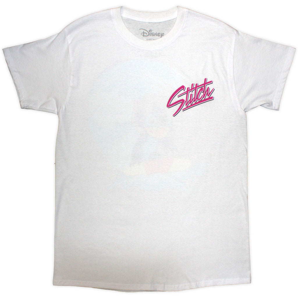 Disney Unisex T-Shirt: Stitch Surf (White) (Back Print)