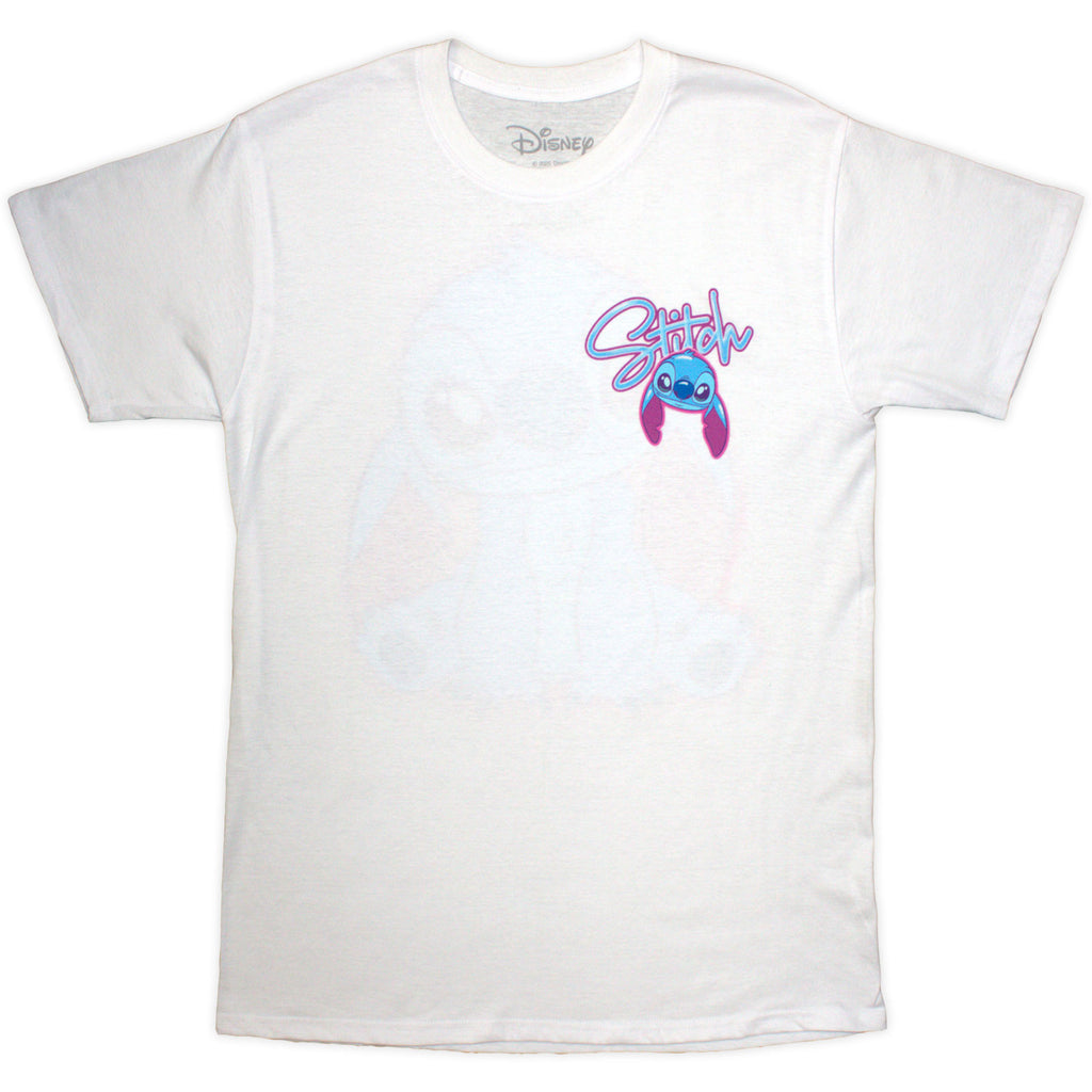 Disney Unisex T-Shirt: Stitch Spray Paint (White) (Back Print)