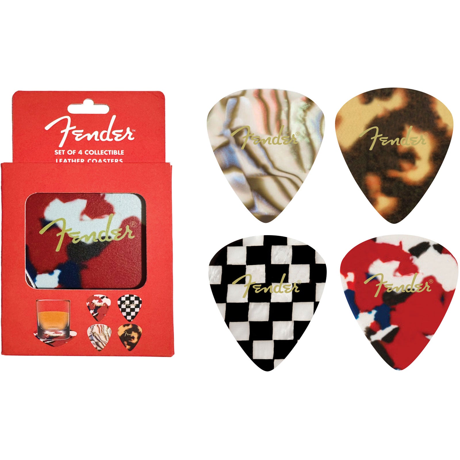 Fender  Leather Coaster Set: Patterns (Multicolour) (Premium)