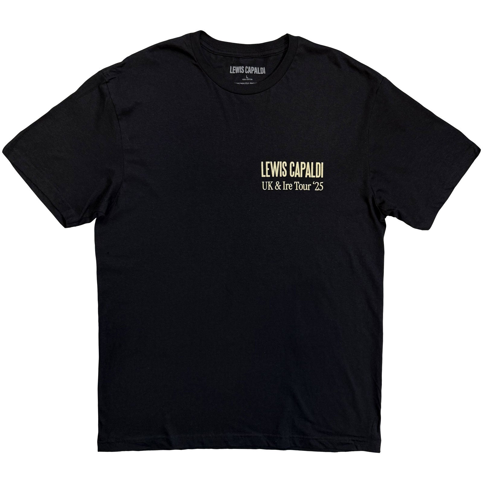 Lewis Capaldi Unisex T-Shirt: Flowers UK Tour '25 (Black) (Back Print) (Ex-Tour)