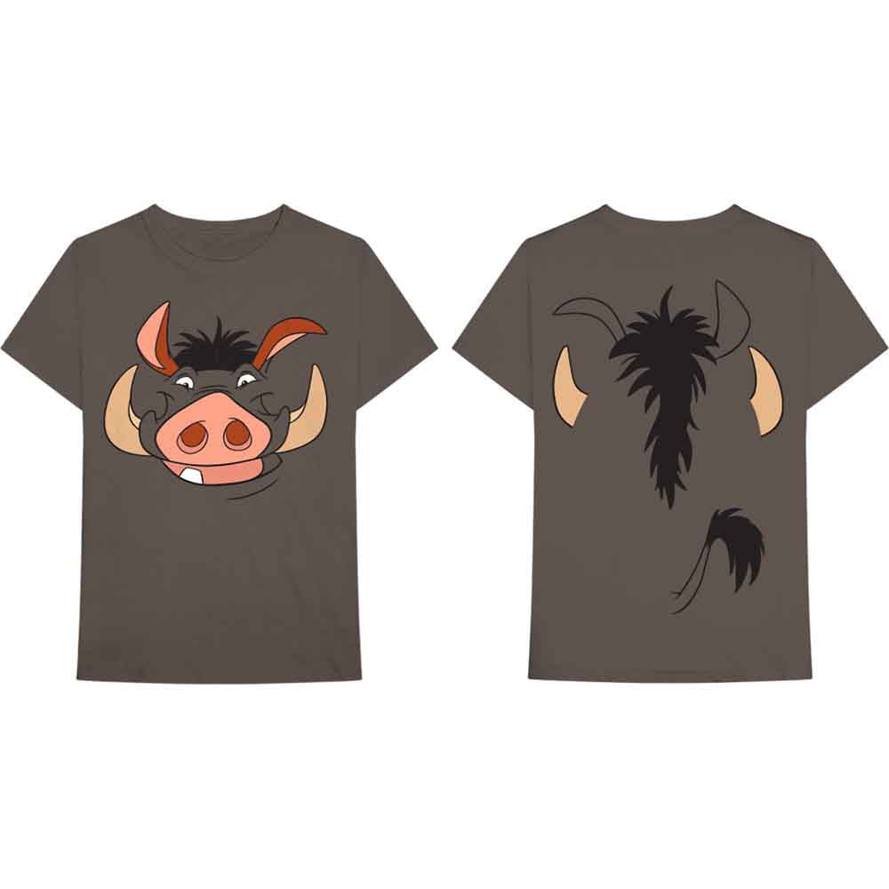 Disney Unisex T-Shirt: The Lion King Pumbaa (Brown) (Back Print) (LOS)