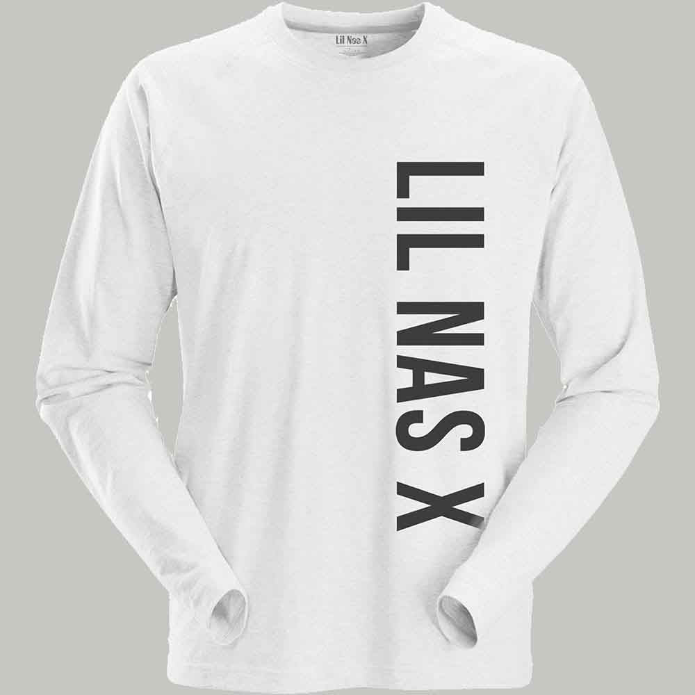 Lil Nas X Unisex Long Sleeve T-Shirt: Vertical Text (White)