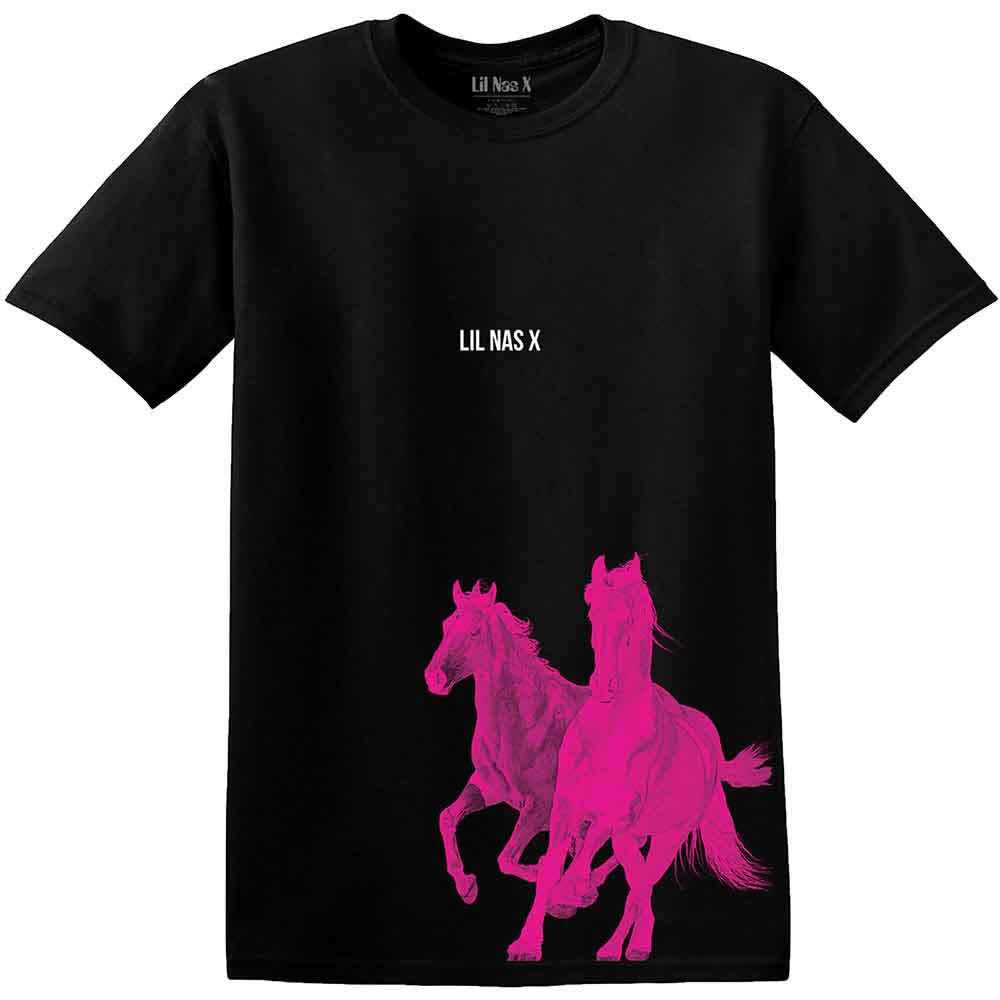 Lil Nas X Unisex T-Shirt: Pink Horses (Black)