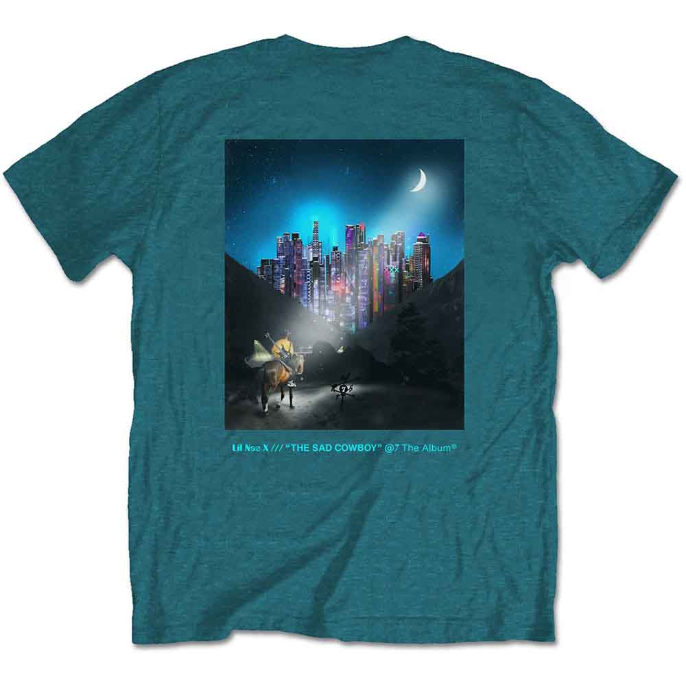 Lil Nas X Unisex T-Shirt: Album (Turquoise Blue) (Back Print)