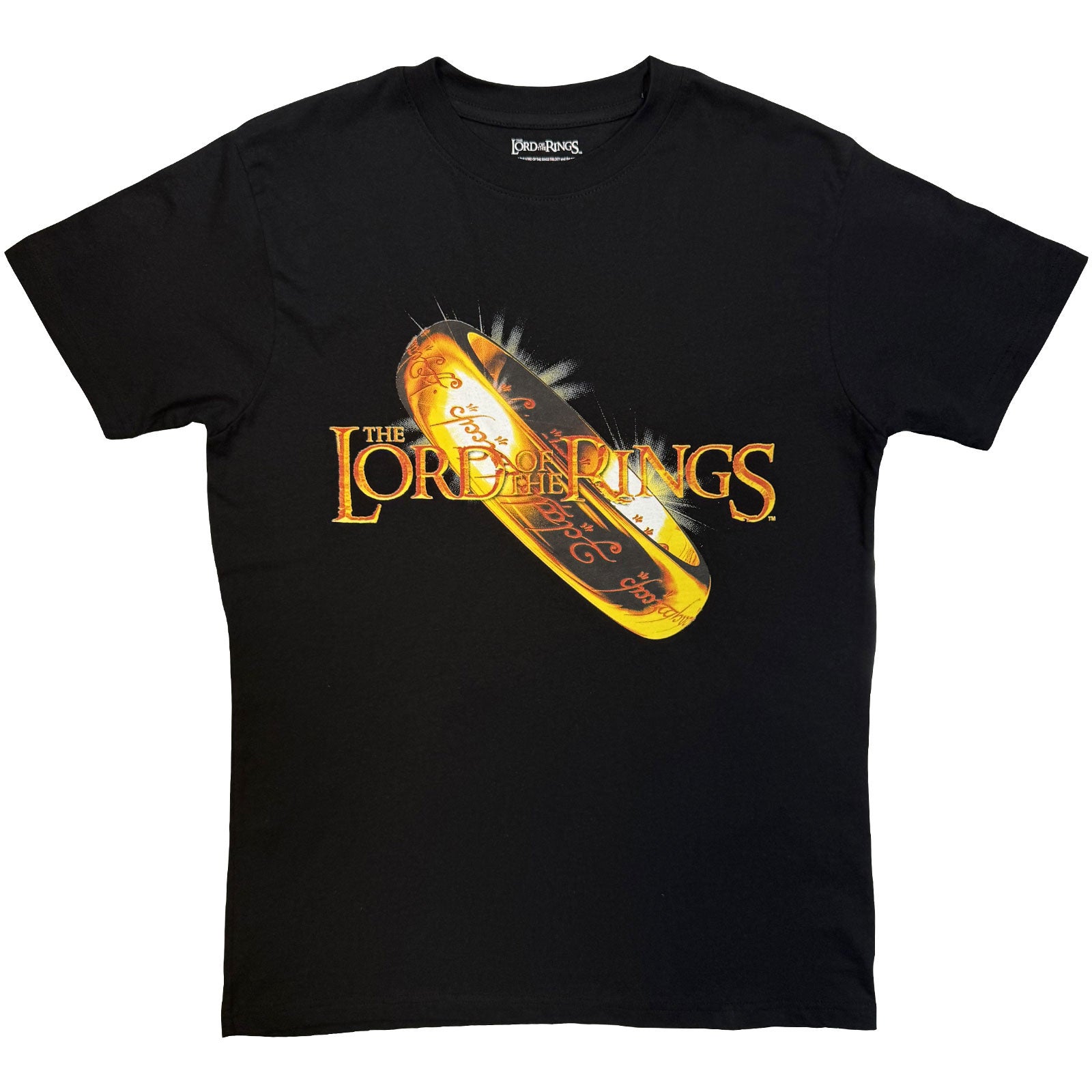 Lord of the Rings Unisex T-Shirt: Shiny Gold Ring (Black)