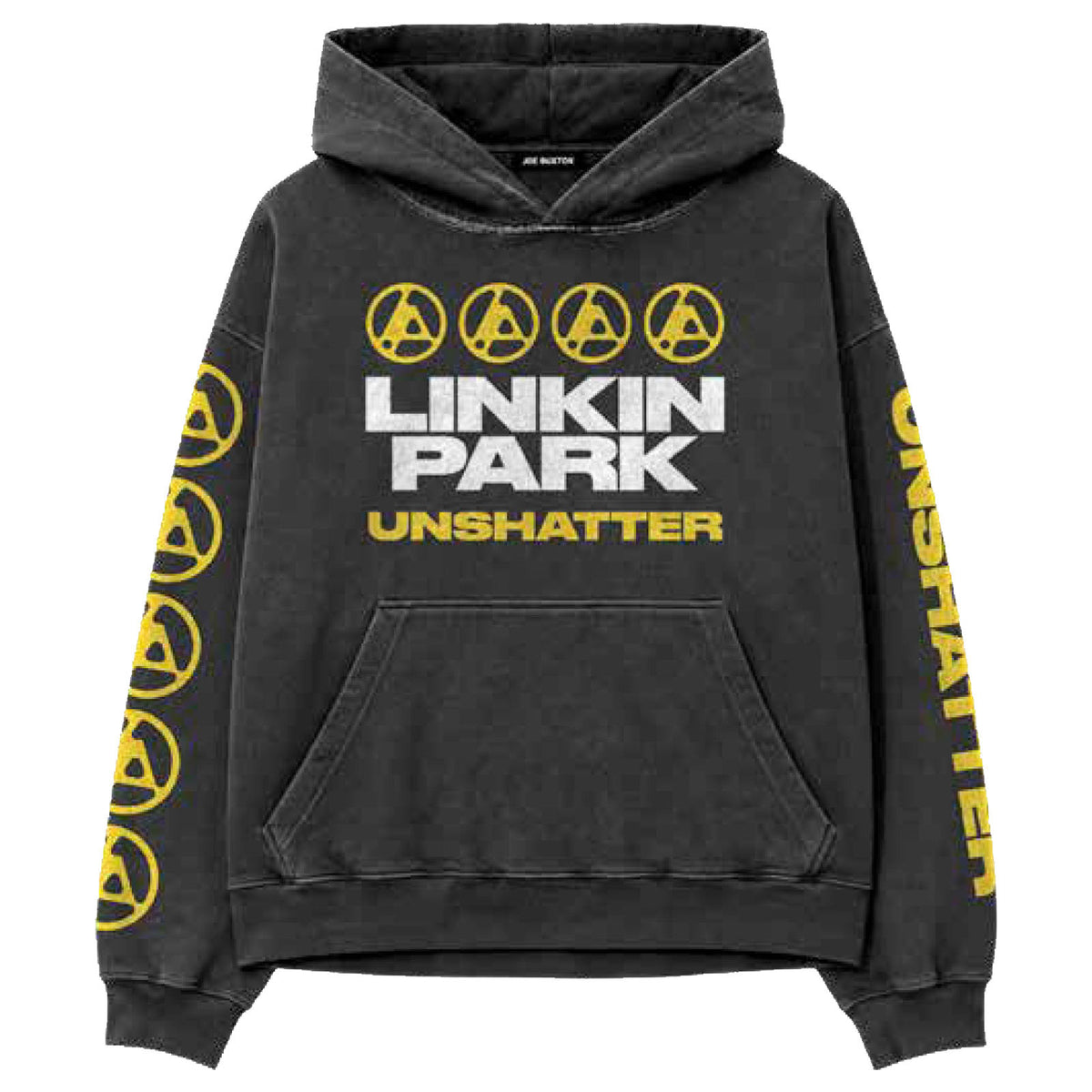 Linkin Park Unisex Pullover Hoodie: Unshatter (Charcoal Grey) (Back Print & Sleeve Print)