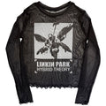 Linkin Park Ladies Long Sleeve Mesh Crop Top: Hybrid Theory (Black)