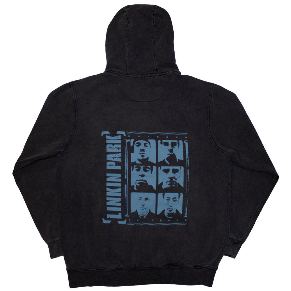Linkin Park Unisex Stone Wash Pullover Hoodie: Meteora Portraits (Charcoal Grey) (Back Print & Wash Collection)