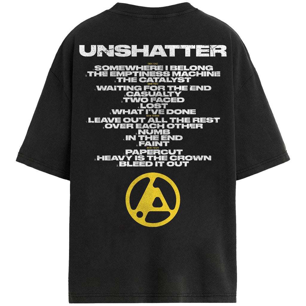 Linkin Park Unisex T-Shirt: Unshatter Tracklist (Black) (Back Print)