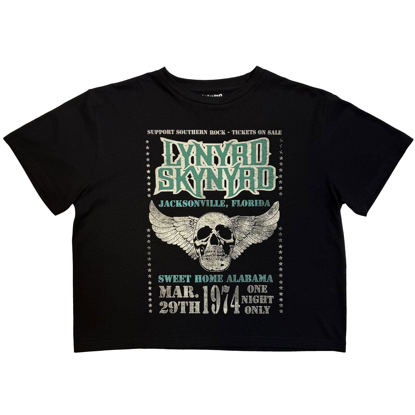 Lynyrd Skynyrd Ladies Crop Top: Winged Skull (Black)