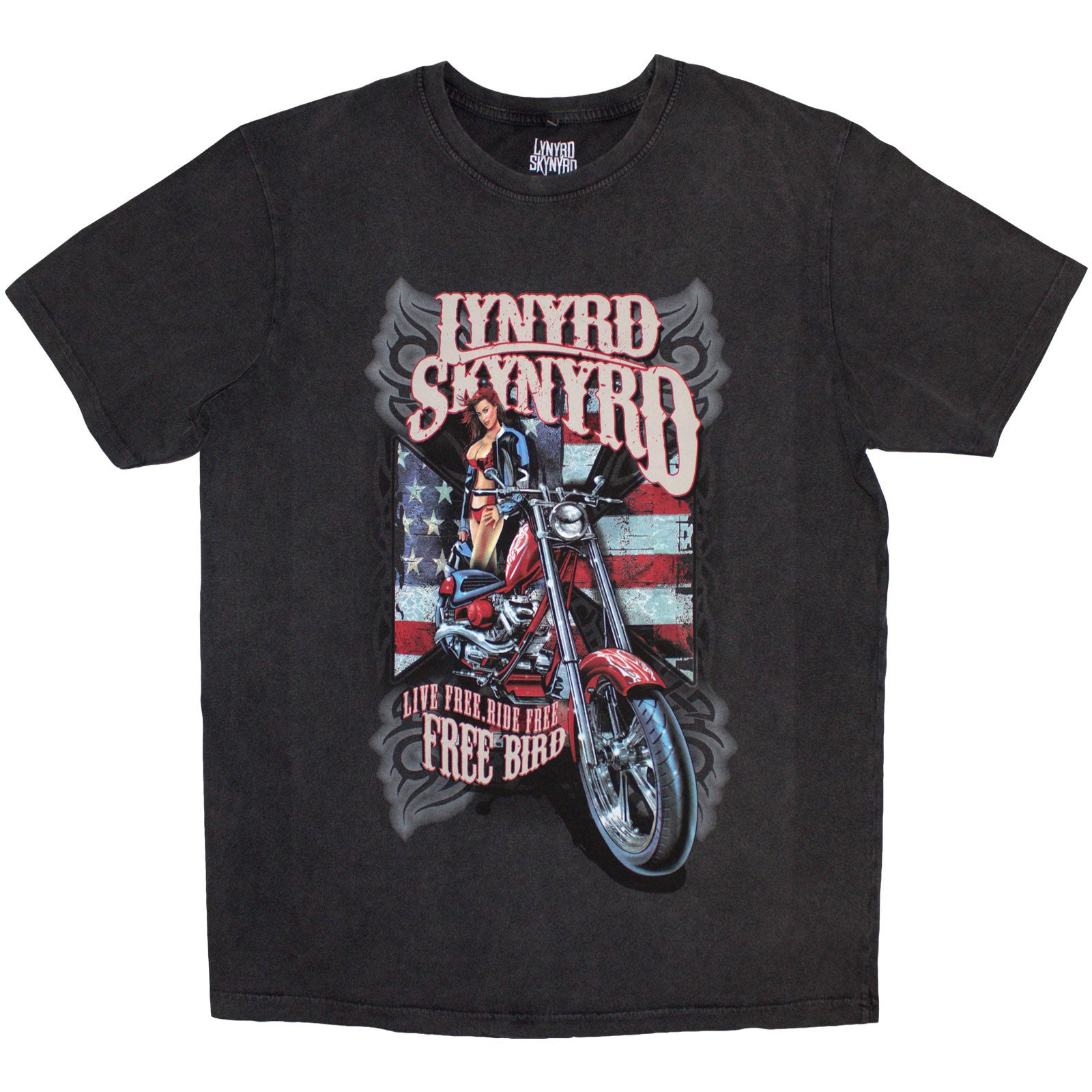 Lynyrd Skynyrd Unisex Stone Wash T-Shirt: Ride Free (Charcoal Grey)
