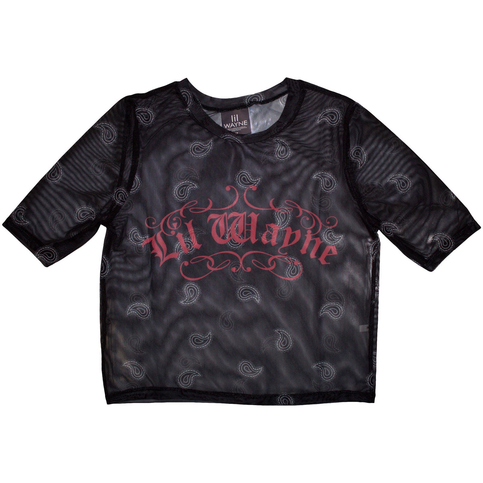 Lil Wayne Ladies Mesh Crop Top: Script Logo (Black)