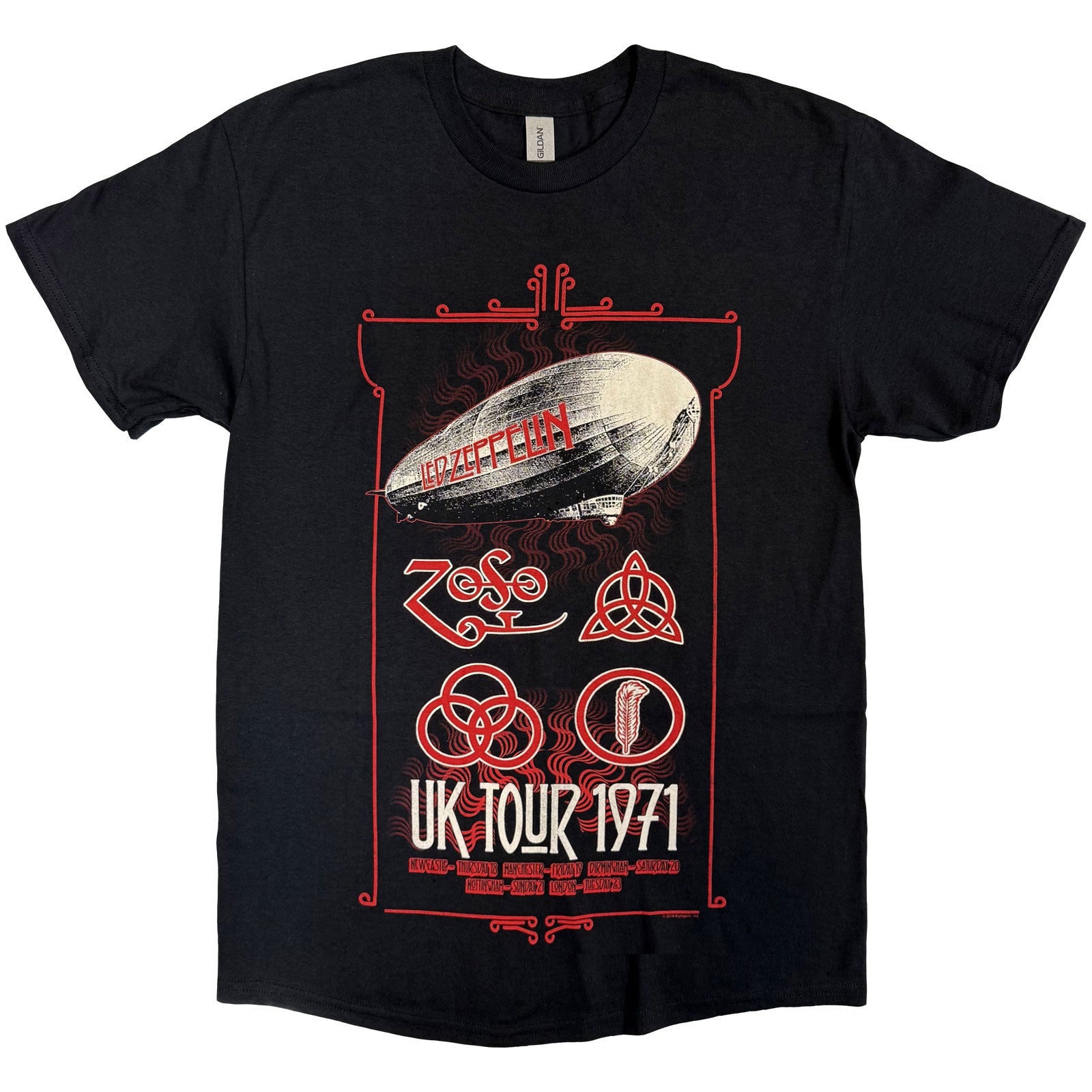 Led Zeppelin Unisex T-Shirt: UK Tour '71. (Black)