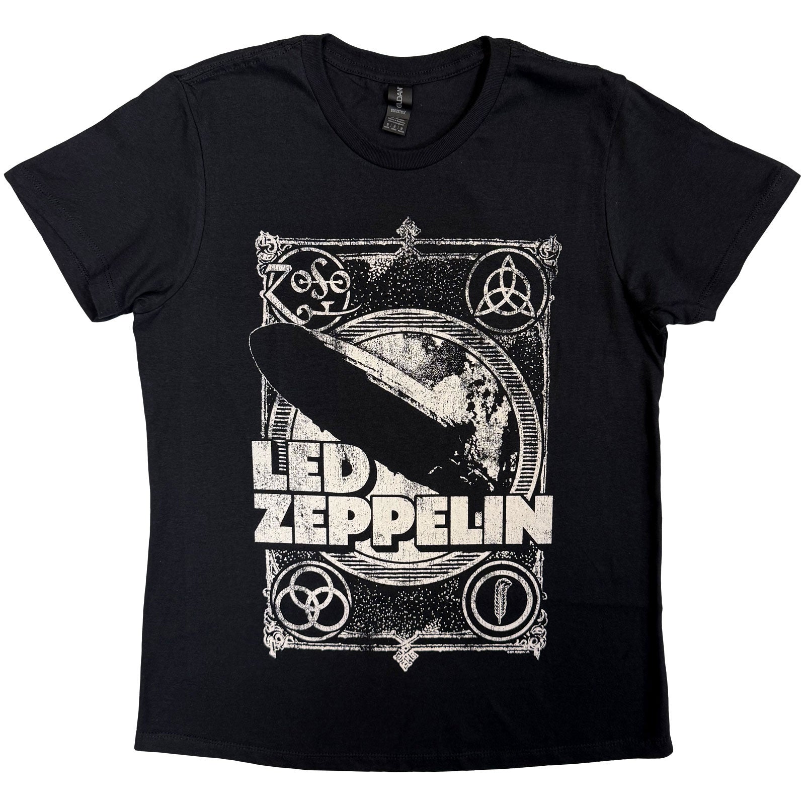 Led Zeppelin Ladies T-Shirt: Vintage Print LZ1 (Black)
