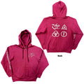 Led Zeppelin Unisex Zipped Hoodie: Symbols (Maroon Red) (Back Print)