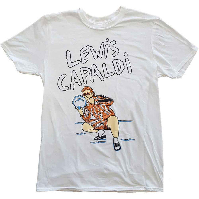 T-shirt unisexe Lewis Capaldi : Léopard des neiges (blanc)