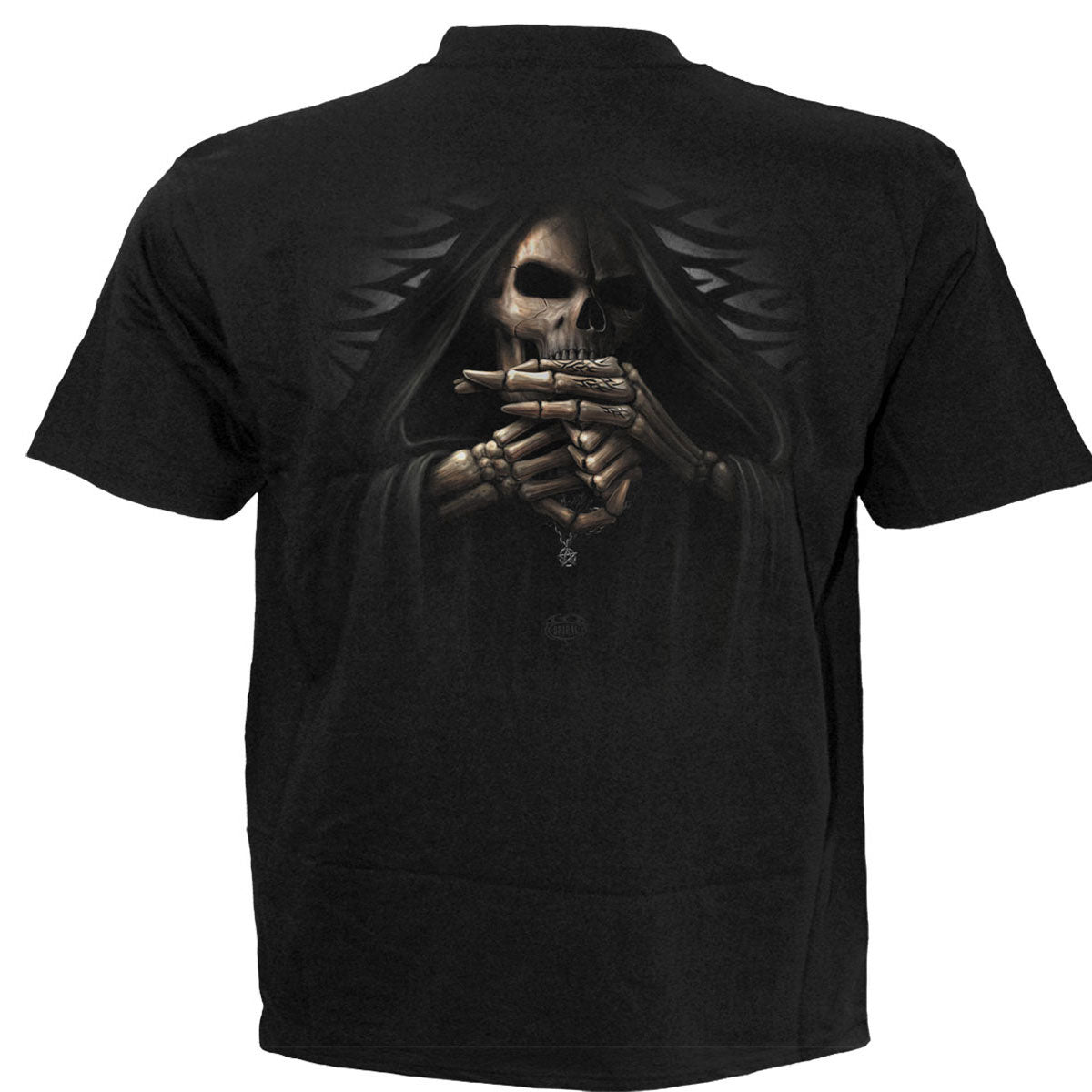 Spiral Unisex T-Shirt: Bone Finger (Black) (Back Print)