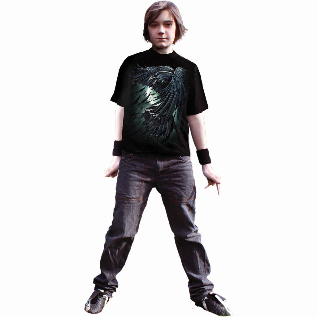 Spiral Kids T-Shirt: Shadow Raven (Black) (Back Print)