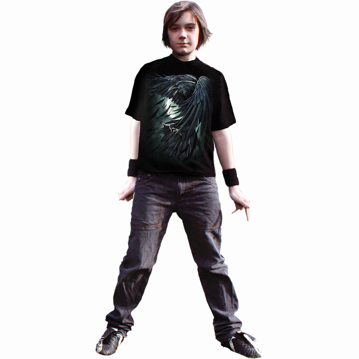 Spiral Kids T-Shirt: Shadow Raven (Black) (Back Print)