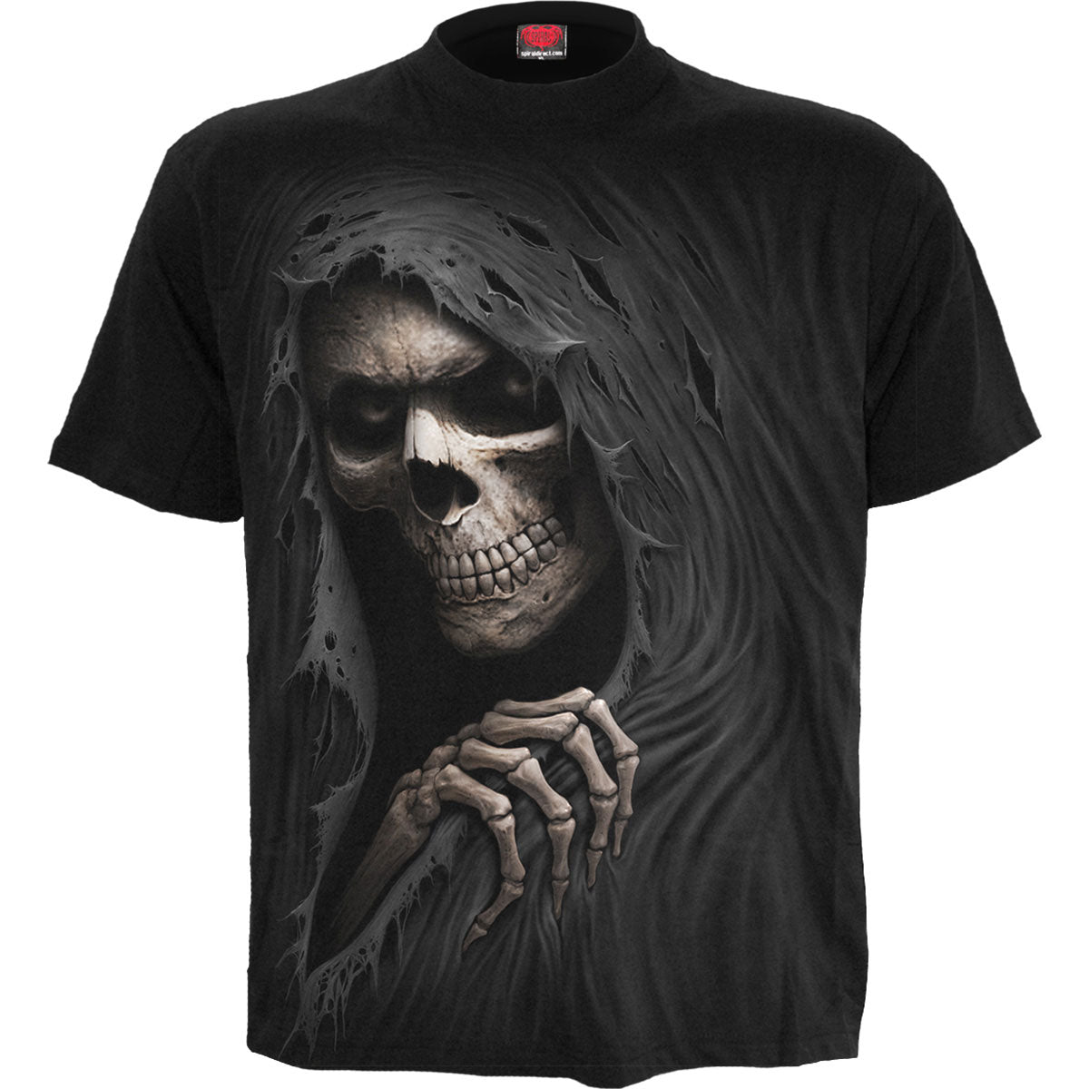 Spiral Unisex T-Shirt: Grim Ripper (Black) (Back Print)