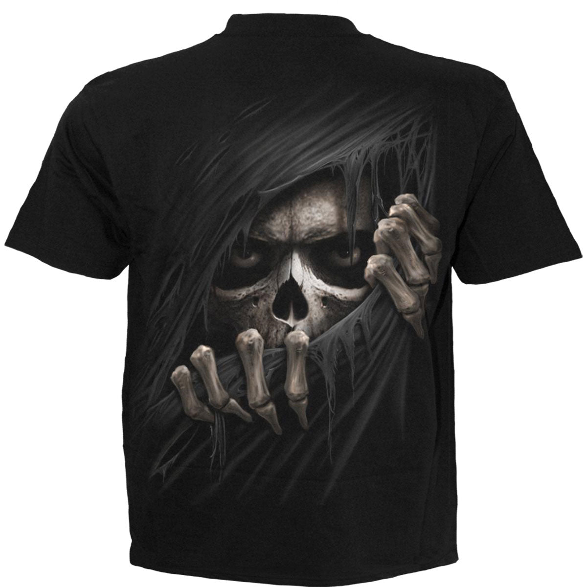 Spiral Unisex T-Shirt: Grim Ripper (Black) (Back Print)