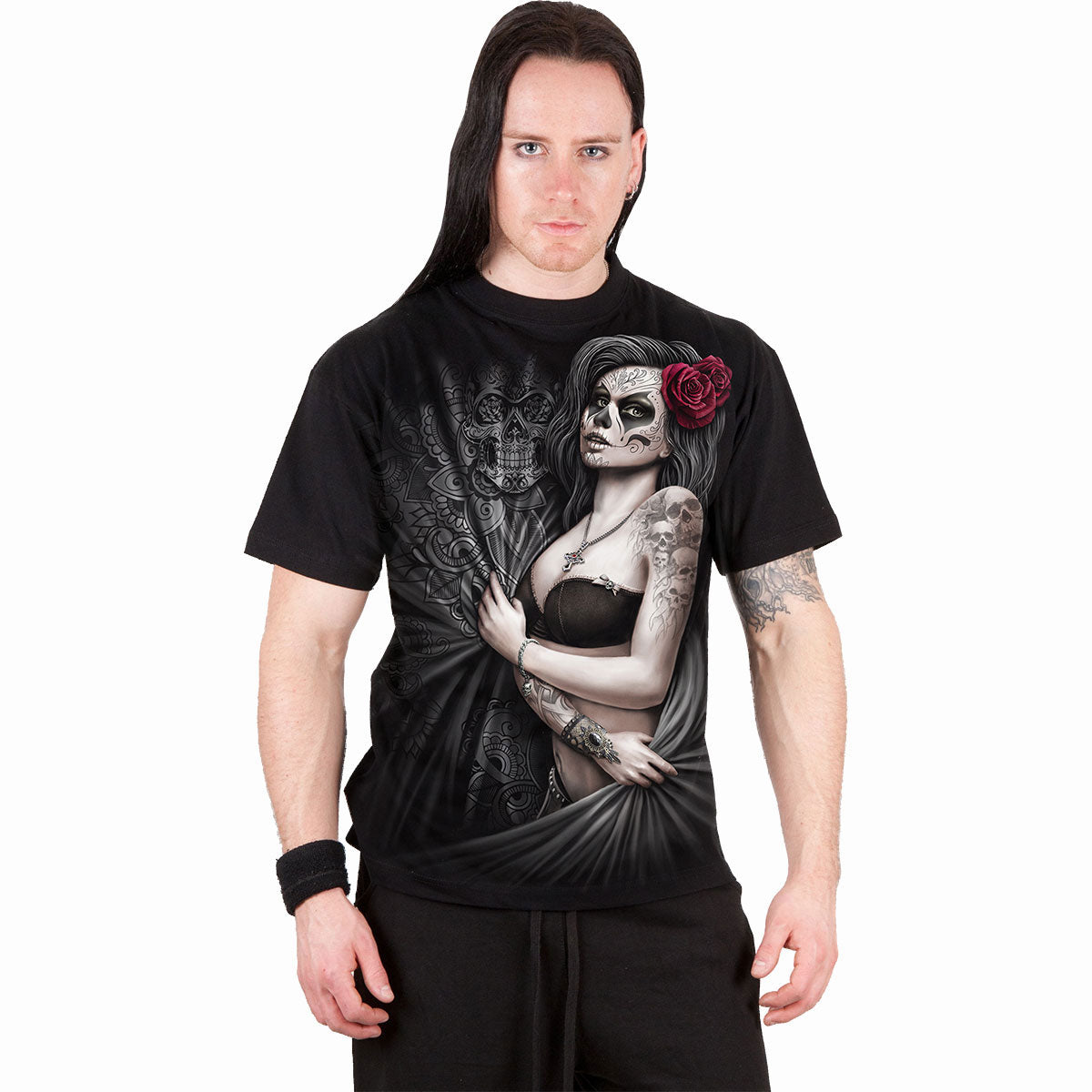 Spiral Unisex T-Shirt: Dead Love (Black) (Back Print)