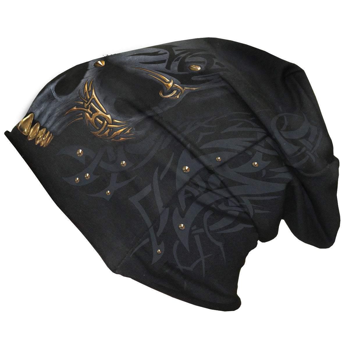 Spiral Unisex Beanie Hat: Black Gold (Black)